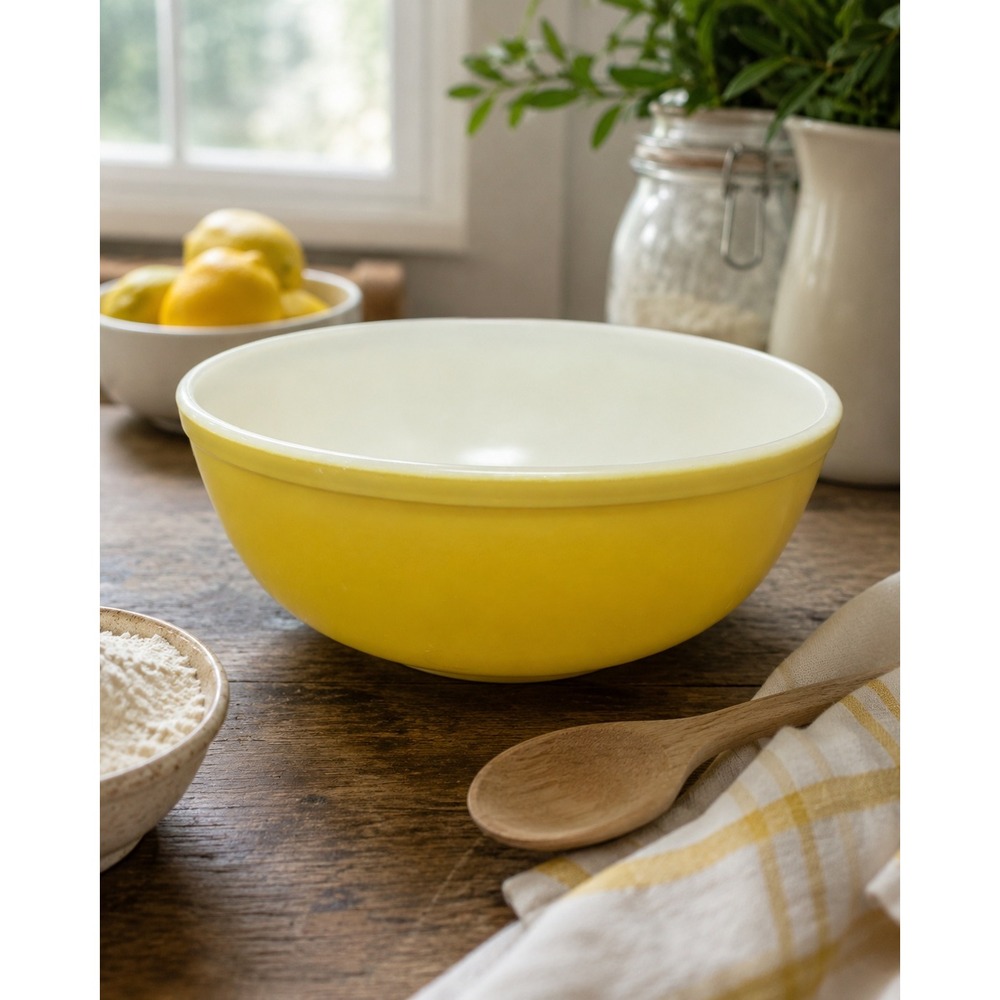 Unnumbered First Edition Vintage Pyrex Yellow Mixing Bowl 4 Qt. Bowl 404